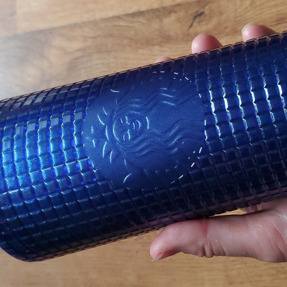 Starbucks Colbalt Blue Glitter Grid‎ Venti 24oz Cold Cup Tumbler - Picture 4 of 7